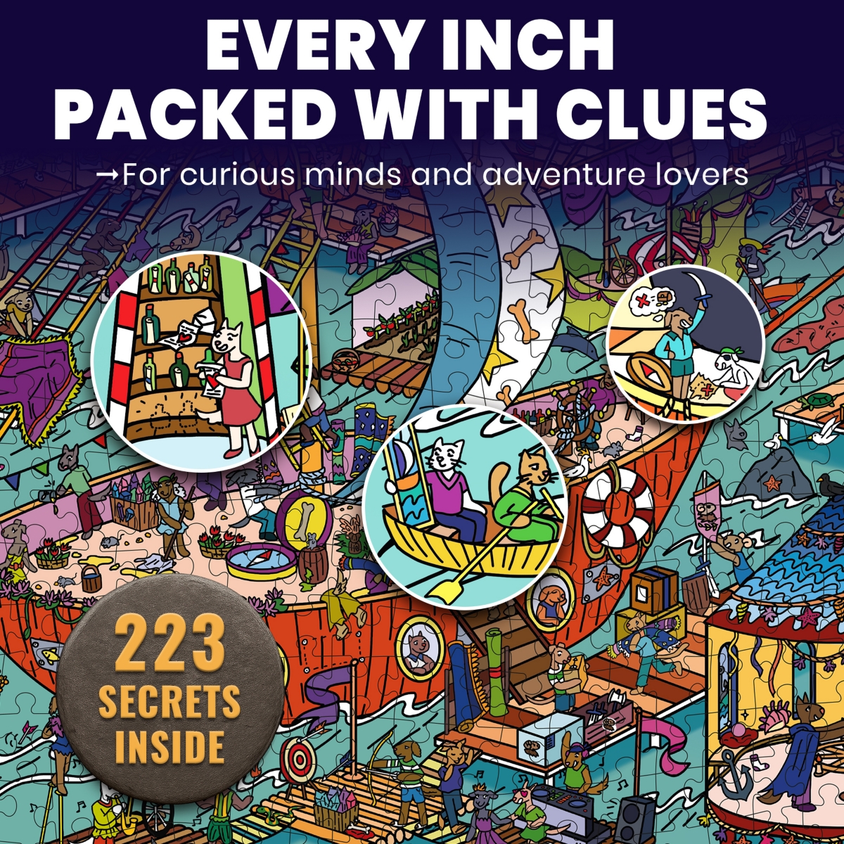 Quokka 1000 Piece Puzzle for Adults with 223 Hidden Secrets & Audio Story – Blush Lotus Kingdom