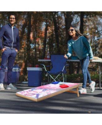 Cornhole Set 4x2 Ft Solid Wood Boards with Bean Bags and Carry Case