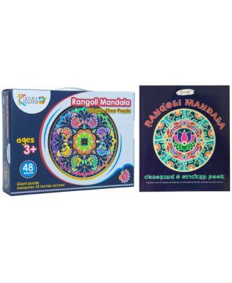 Rangoli Mandala: Activity Bundle -48 Pc Puzzle & Coloring Sticker Book