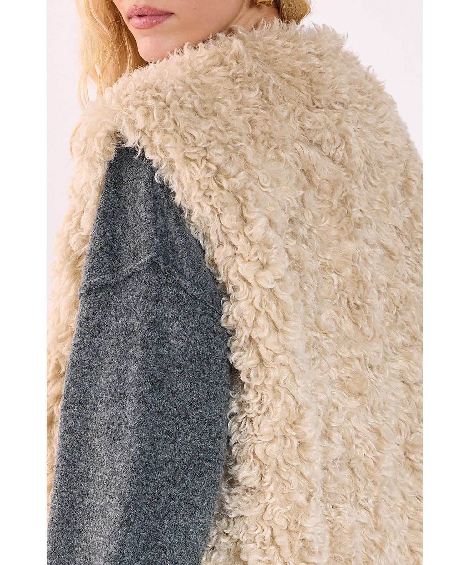 Women's Curly Faux Fur Borg Gilet