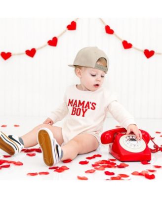 Baby Boys Mama's Varsity Patch Valentine's Day Long Sleeve Romper