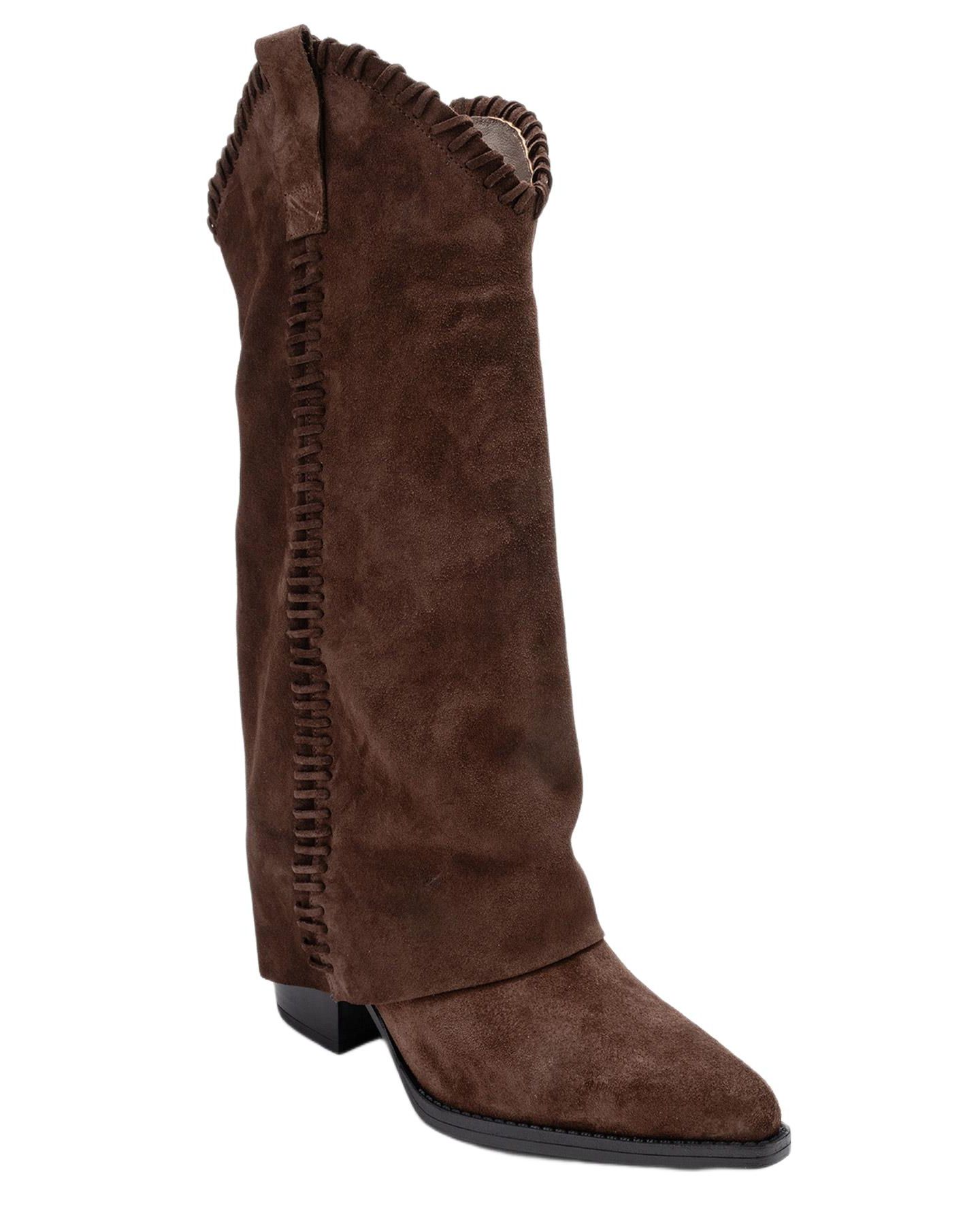 Женские ботинки Forever & Always Shoes Clementina Leather Western Boot, цвет: Коричневый замшевый кожаный — фото 1