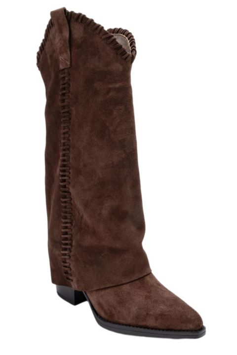 Женские ботинки Forever & Always Shoes Clementina Leather Western Boot, цвет: Коричневый замшевый кожаный