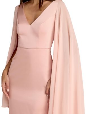 Women's Cape Sleeve V Neck Sheath Dress