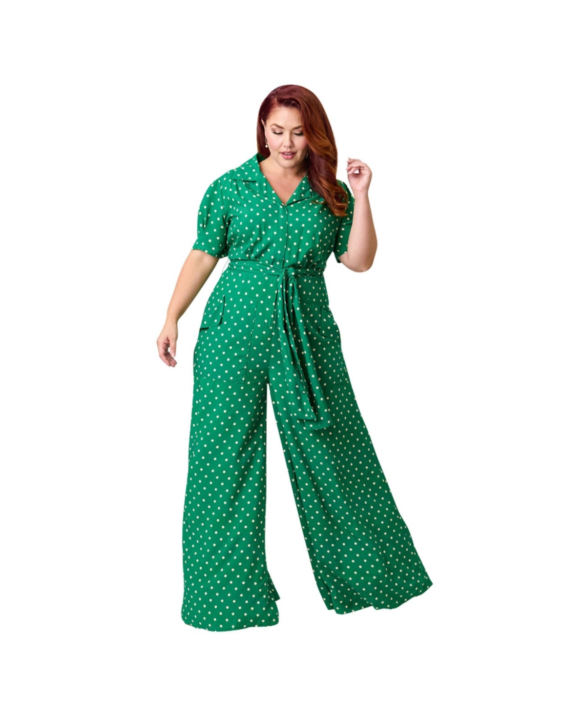 Unique Vintage Plus 1940s Flare Leg Jumpsuit