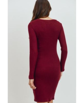 Maternity Ribbed Knit Long Sleeve Dress
