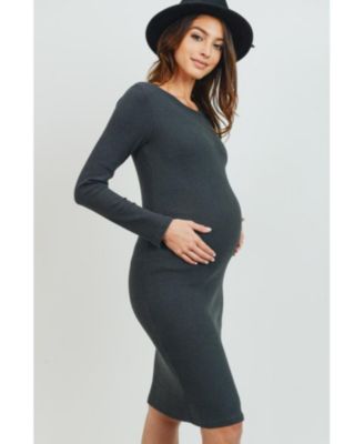 Maternity Ribbed Knit Long Sleeve Dress
