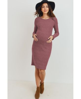 Maternity Ribbed Knit Long Sleeve Dress