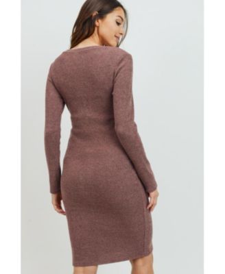 Maternity Ribbed Knit Long Sleeve Dress
