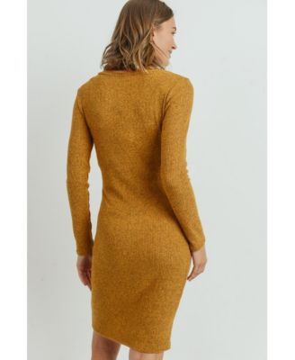 Maternity Ribbed Knit Long Sleeve Dress