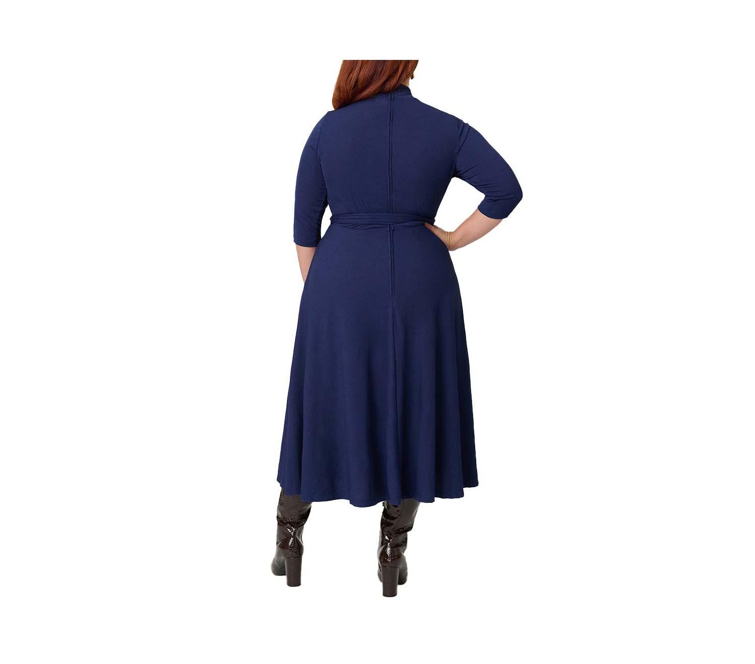 Plus Size 1950s Turtleneck Midi Dress