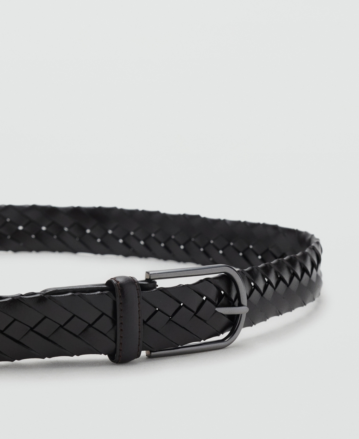 Mango Men's Braided Leather Belt
