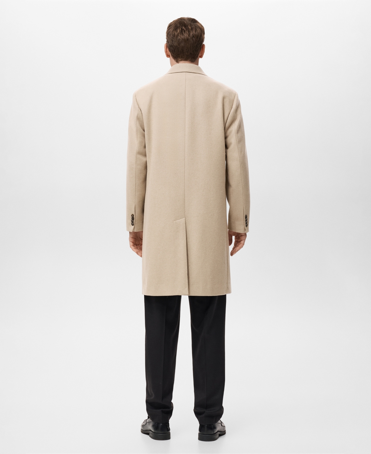 Mango Men's Long Double-Breasted Wool Coat