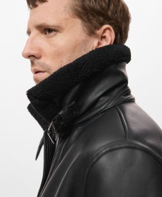 Men's Faux-Leather Fleece Jacket