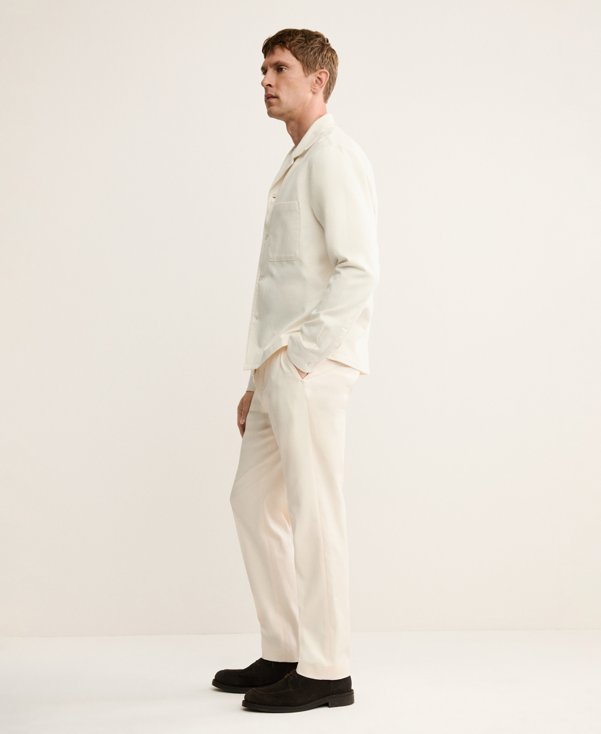 Mango Men's Regular Fit Pleated Cotton Pants