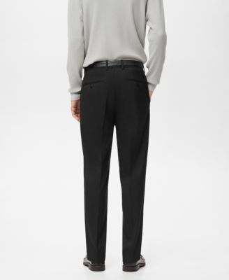 Men's Pleated Straight-Leg Suit Pants