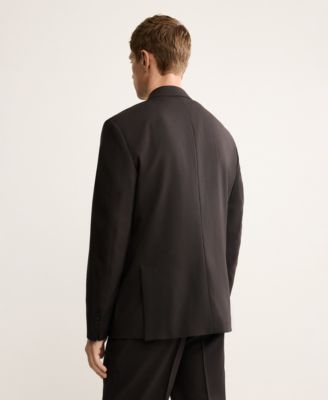 Men's Italian Wool Double-Breasted Suit Jacket