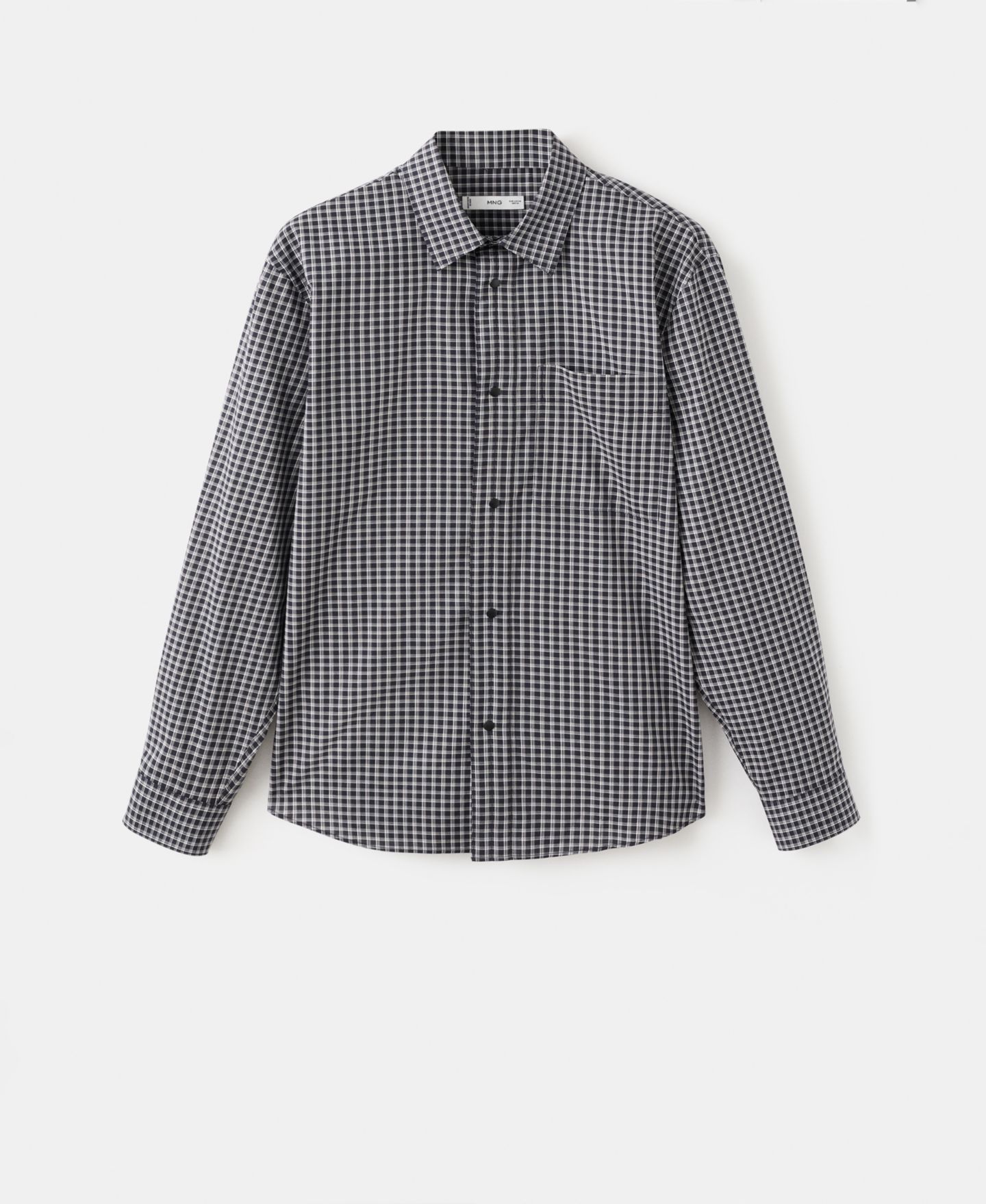Мужская рубашка Mango Cotton Relaxed-Fit Check, цвет: Чёрный — фото 6