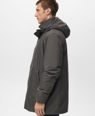 Men's Detachable Water-Repellent Quilted Parka