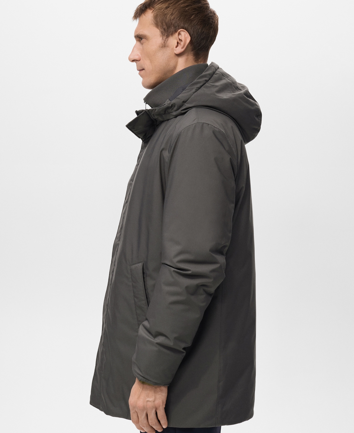 Mango Men's Detachable Water-Repellent Quilted Parka