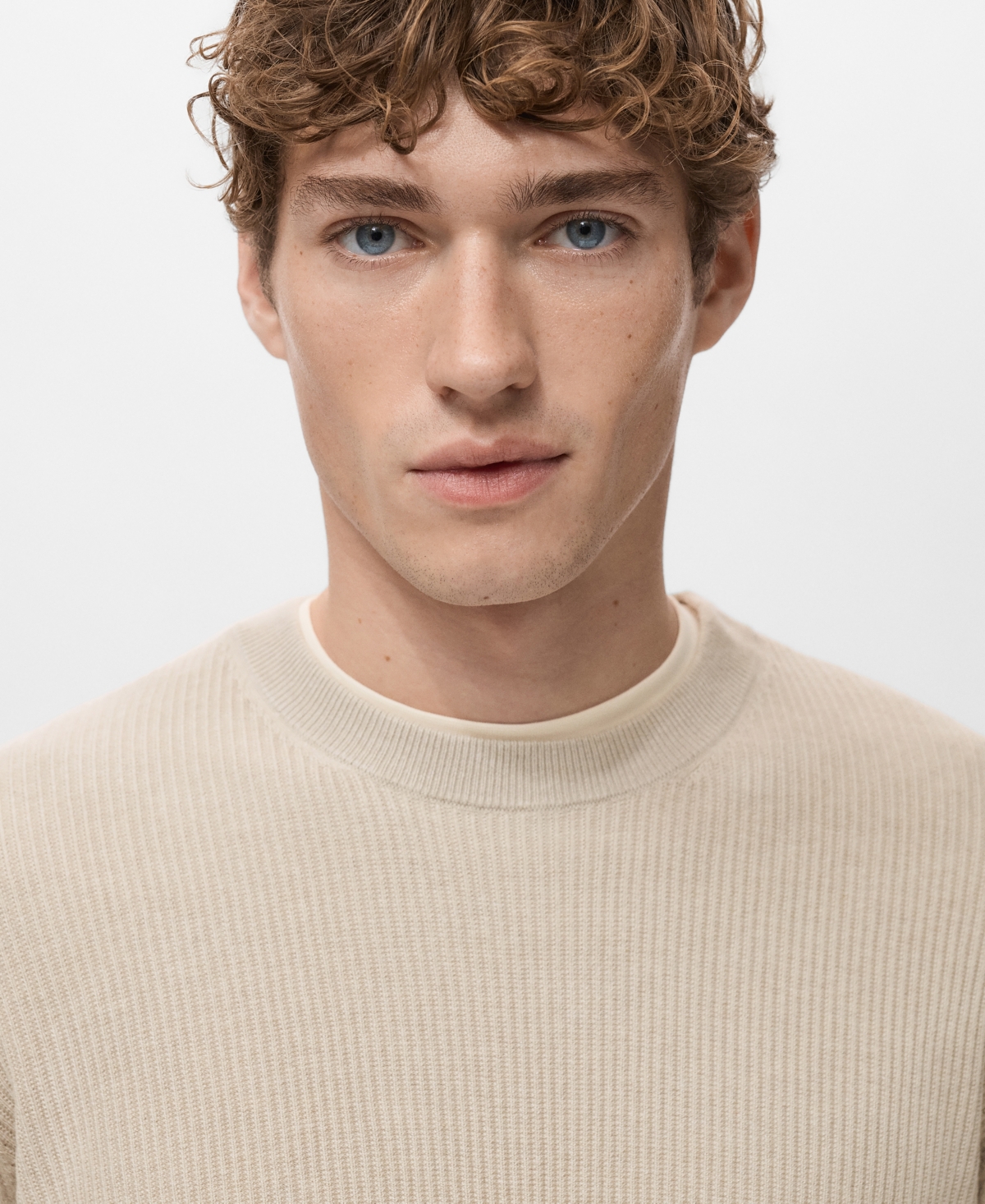 Mango Men's Fine Rib-Knit Cotton Sweater