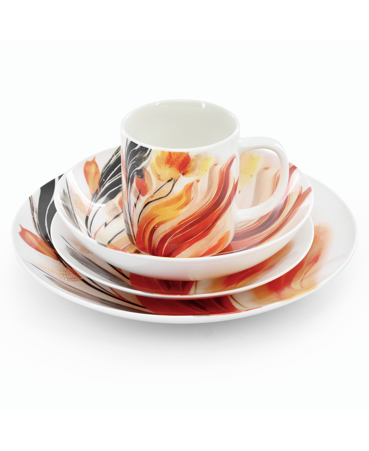 Elama Tulip Fields 16-Pc. Dinnerware Set, Service For 4