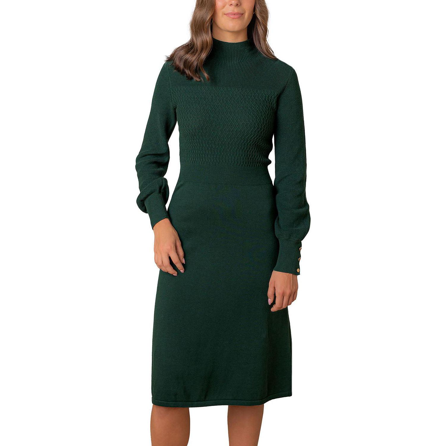 Women's Hope and Henry Organic Mock Neck Bodice Stitch Sweater Dress