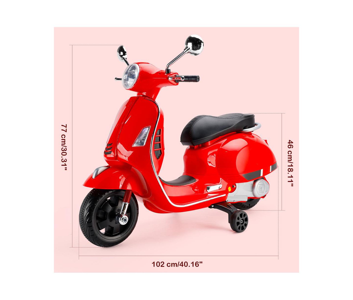 Детская игрушка Bruce & Shark 6V Kids Ride-On Motorcycle with Training Wheels, MP3 Player & Foot Pedal Drive, 60 Lbs., Ages 3-8, цвет: Красный — фото 11