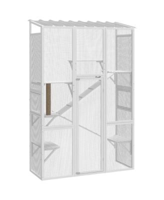 Outdoor Catio Cat Enclosure w/ Platforms, Scratching Post,