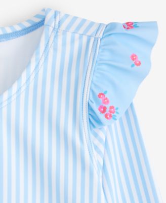 Toddler Girls' 2T-5T Striped Rash Guard Swimsuit, 2-Piece Set