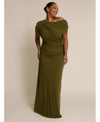 Women's Slash Neck Draped Bridesmaid Dress