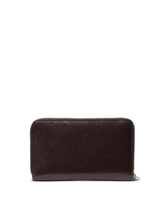 Halo Glazed Leather Zip Around Wallet