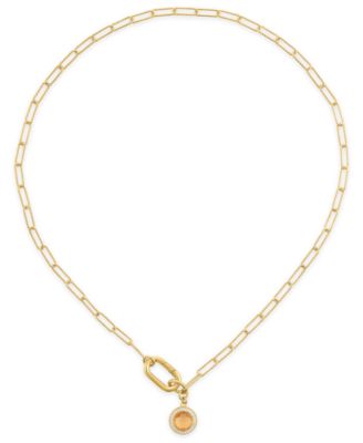 Amethyst (2 ct. t.w.) and White Topaz (1/5 ct. t.w.) Carabiner Paperclip Link Necklace in 14k Gold Over Sterling Silver