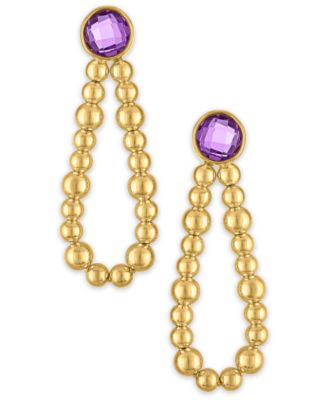 Amethyst (4 ct. t.w.) Beaded Loop Drop Earrings in 14k Gold Over Sterling Silver (Also Available in Sky Blue Topaz)