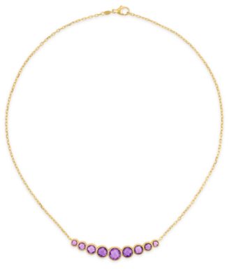 Amethyst (6-7/8 ct. t.w.) Bezel Set Smile Necklace in 14k Gold Over Sterling Silver (Also Available in Sky Blue Topaz)