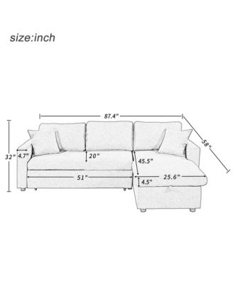 Sleeper Sectional Sofa with Storage and Cushions