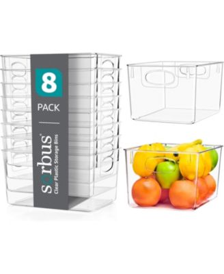 8 Pack Large Clear Storage Bins - for Kitchen, Fridge, Cabinet, Pantry Organization and Storage