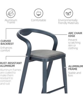 2-Piece Counter Height Bar Stools with Back and Footrest for Indoor and Outdoor Use