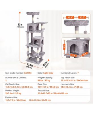 63" Multi-Level Cat Tree with 2 Condos