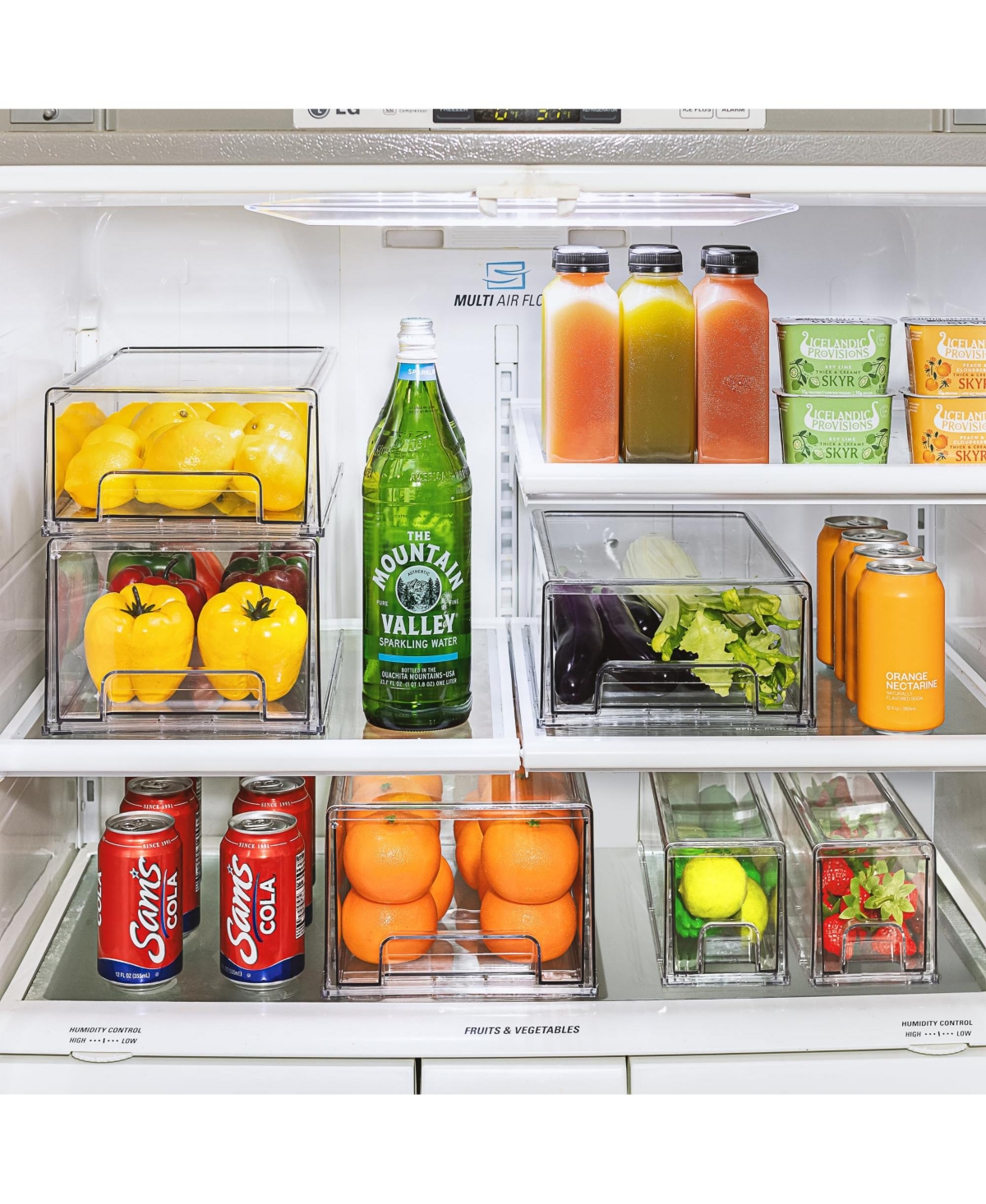 Sorbus 6 Pack Medium Clear Stackable Refrigerator Drawers with Handle - for Kitchen, Freezer & More