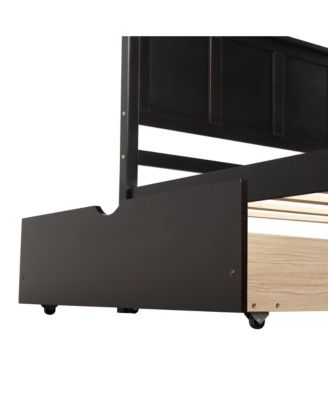 Full Size Wood Platform Bed with House-shaped Storage Headboard and 2 Drawers