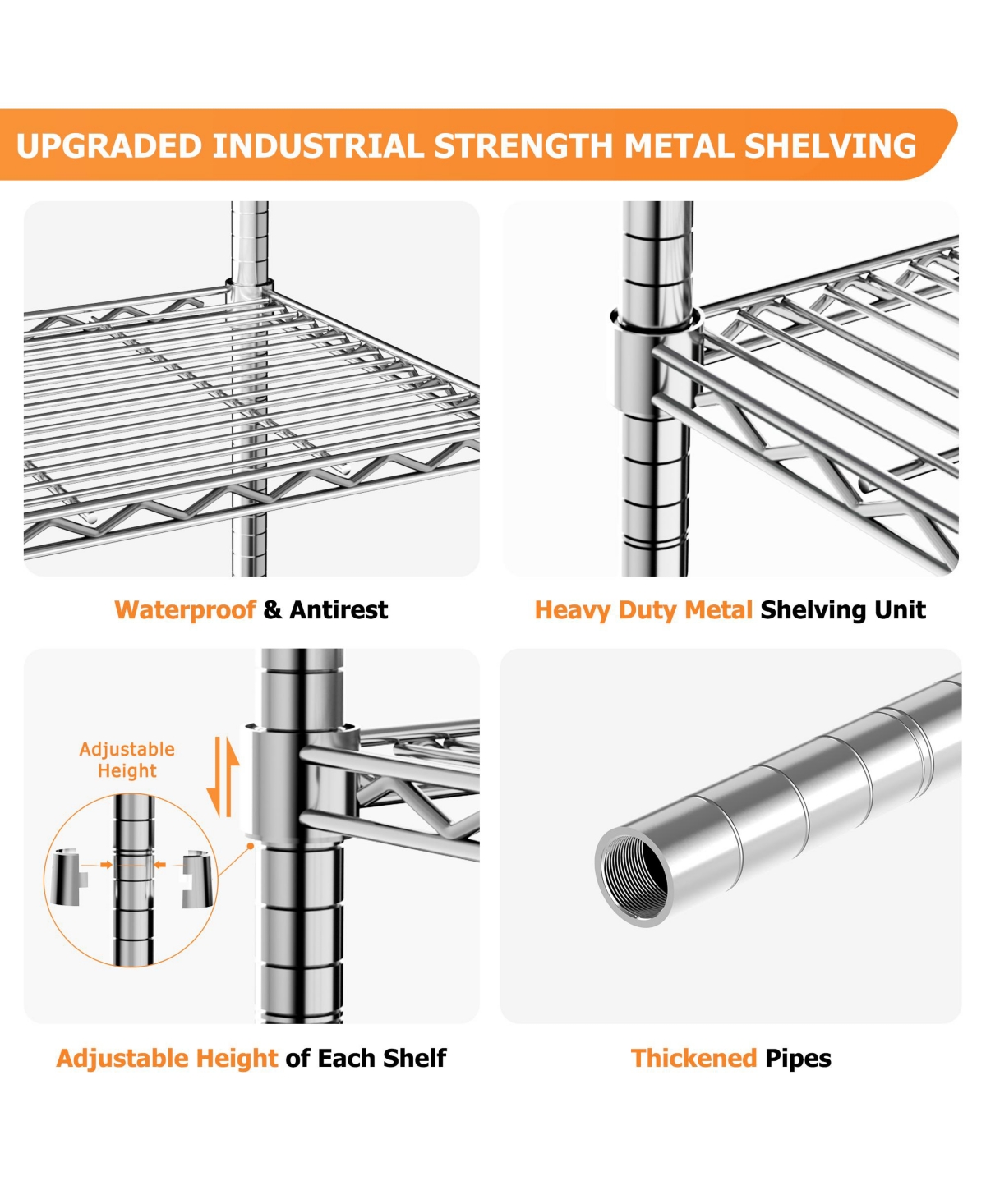 Lovmor 5-Tier 36 in W x 72 in H x 14 in D Height Adjustable Garage Wire Shelving Unit