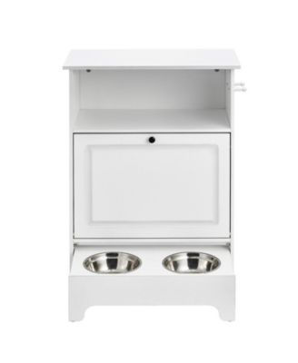 Elevated Pet Feeding Station with Tilt-Out Storage Cabinet, Small