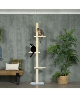 4-Tier Tall Cat Tower with Plush Platforms, Sisal Scratching Posts