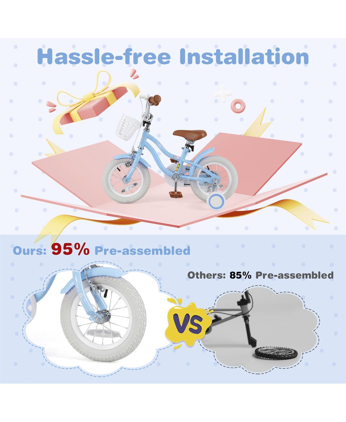 Sugift 12 Inch Kids Bike with Adjustable Handlebar and Seat for 3-4 Year Old