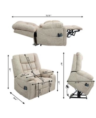 Chenille Power Lift Recliner Chair with Heat and Massage, 4 OKIN Motors, Lift Chair with Adjustable Headrest and Lumbar