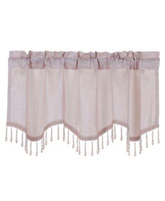 1 Piece Moroccan Sparkle Rod Pocket Semi Sheer Voile Beaded Trim Window Valance