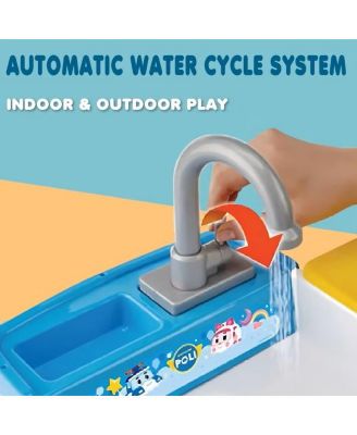 Edu Sink - Play Sink Set with Running Water, 10 Color-Changing Foods, Pretend Kitchen Accessories, Automatic Circulation Toy