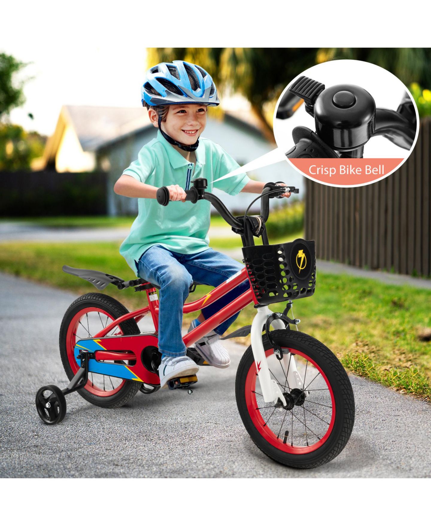 Детская игрушка SUGIFT 14-Inch Kids' Bike with Training Wheels, Adjustable, Ages 3-5, цвет: Красный — фото 2