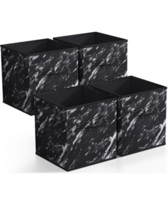 11 Inch 4 Pack Foldable Fabric Storage Cube Bins with Handle - for Organizing Home, Closet, Nursery, Playroom, and More